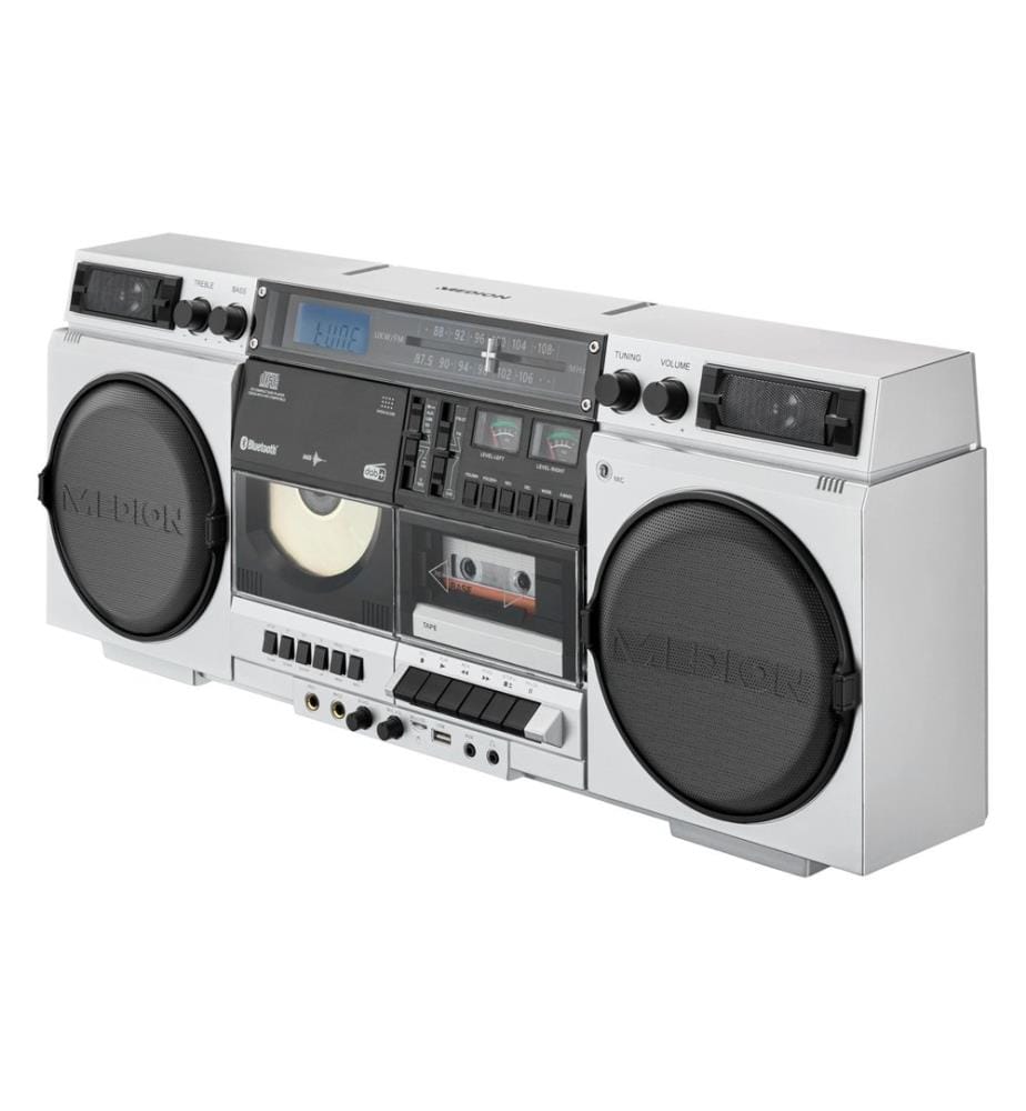 MEDION - Lecteur radio/CD LIFE P66538 Retro-Boombox Argenté