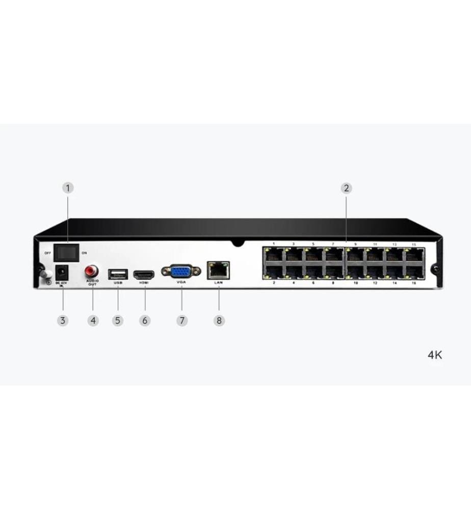 REOLINK - Kits de surveillance NVS16-8MB8 4K PoE avec 8 caméras et 4TB