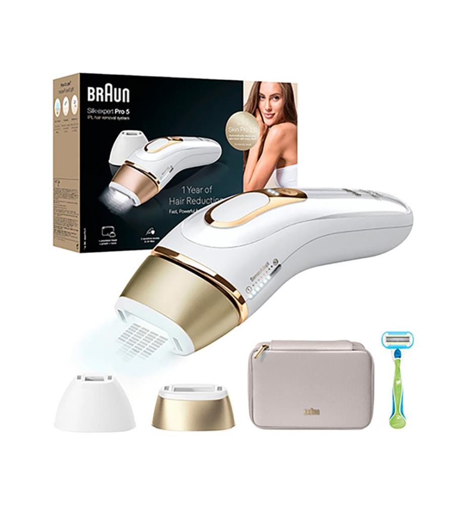 Épilateur à Lumière Pulsée Silk-expert Pro 5, PL5152 - Blanc et Doré