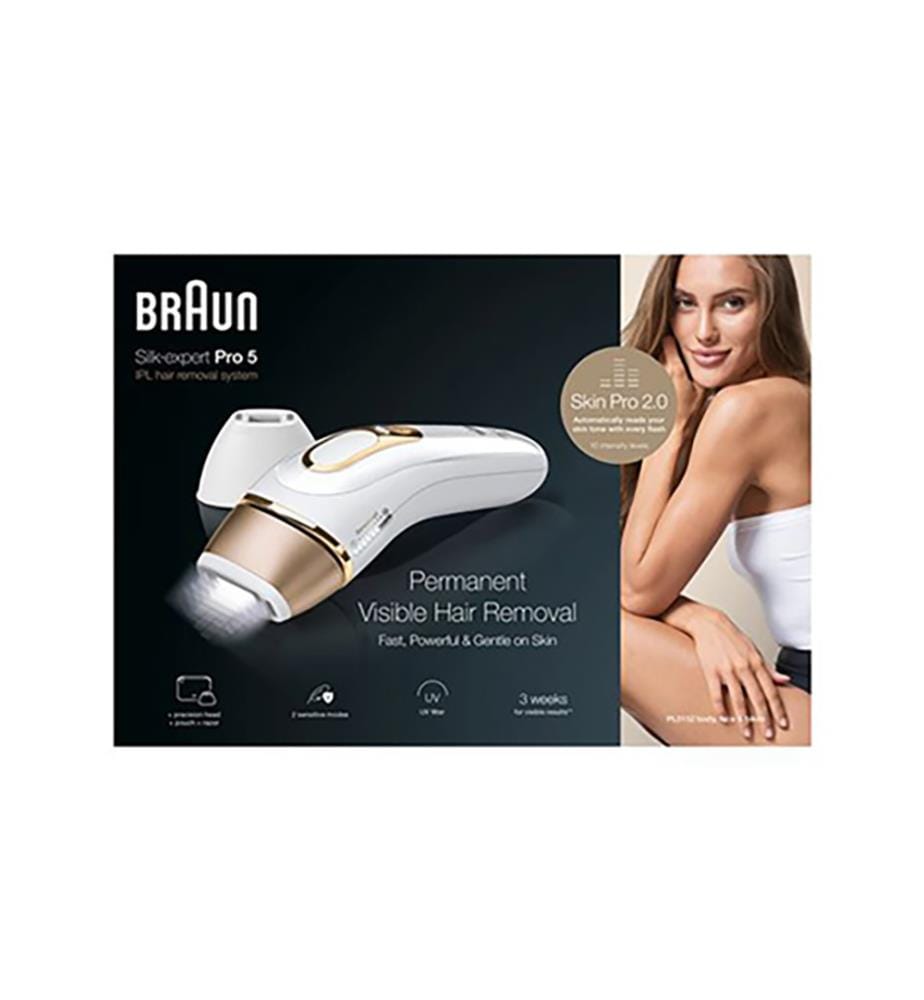 Épilateur à Lumière Pulsée Silk-expert Pro 5, PL5152 - Blanc et Doré