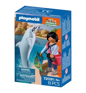 Delfino e visitatore dello zoo
