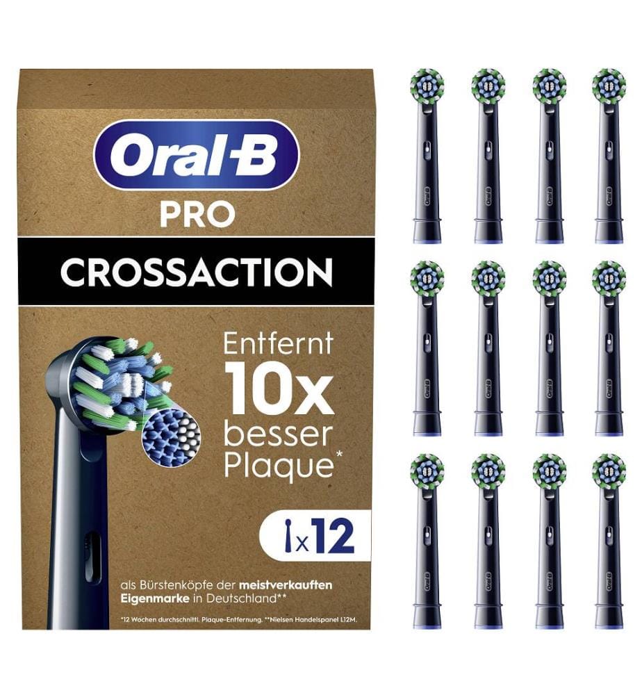 Lot de 12 Têtes de Brosse à Dents Pro CrossAction - Black