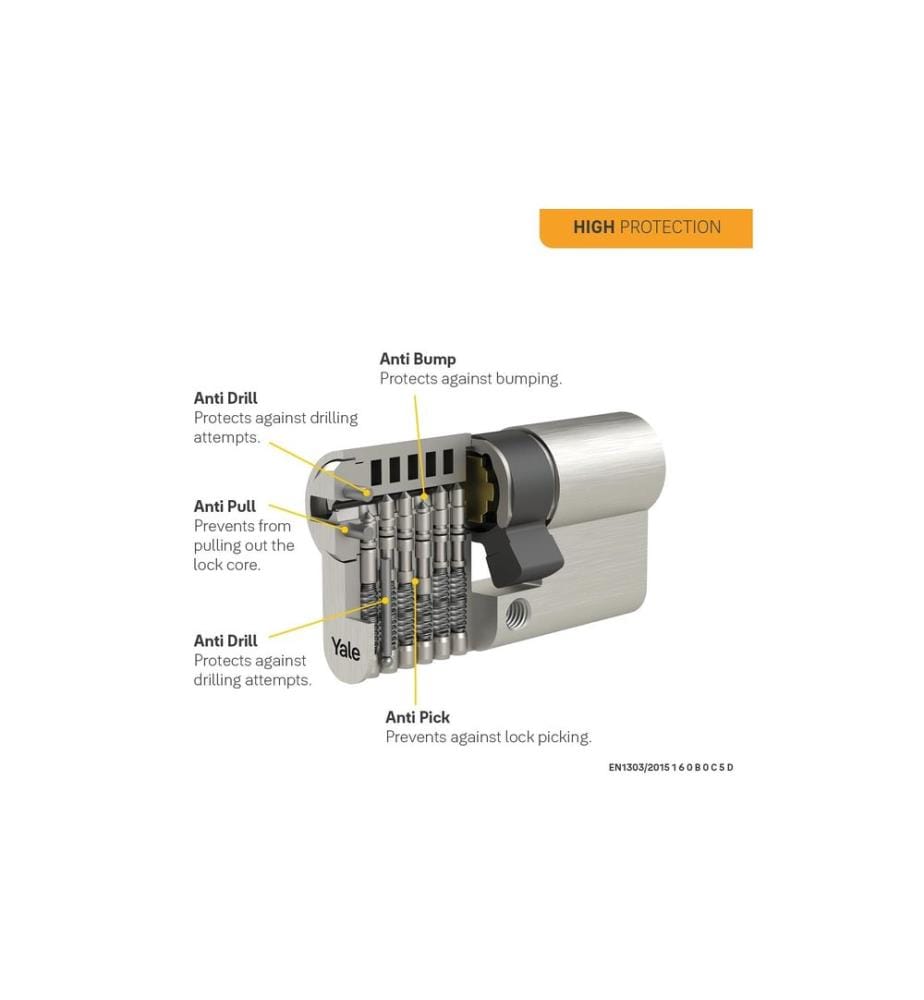 YALE - Cylindre double 1300, NGF, 30/30, 5 clés High Security