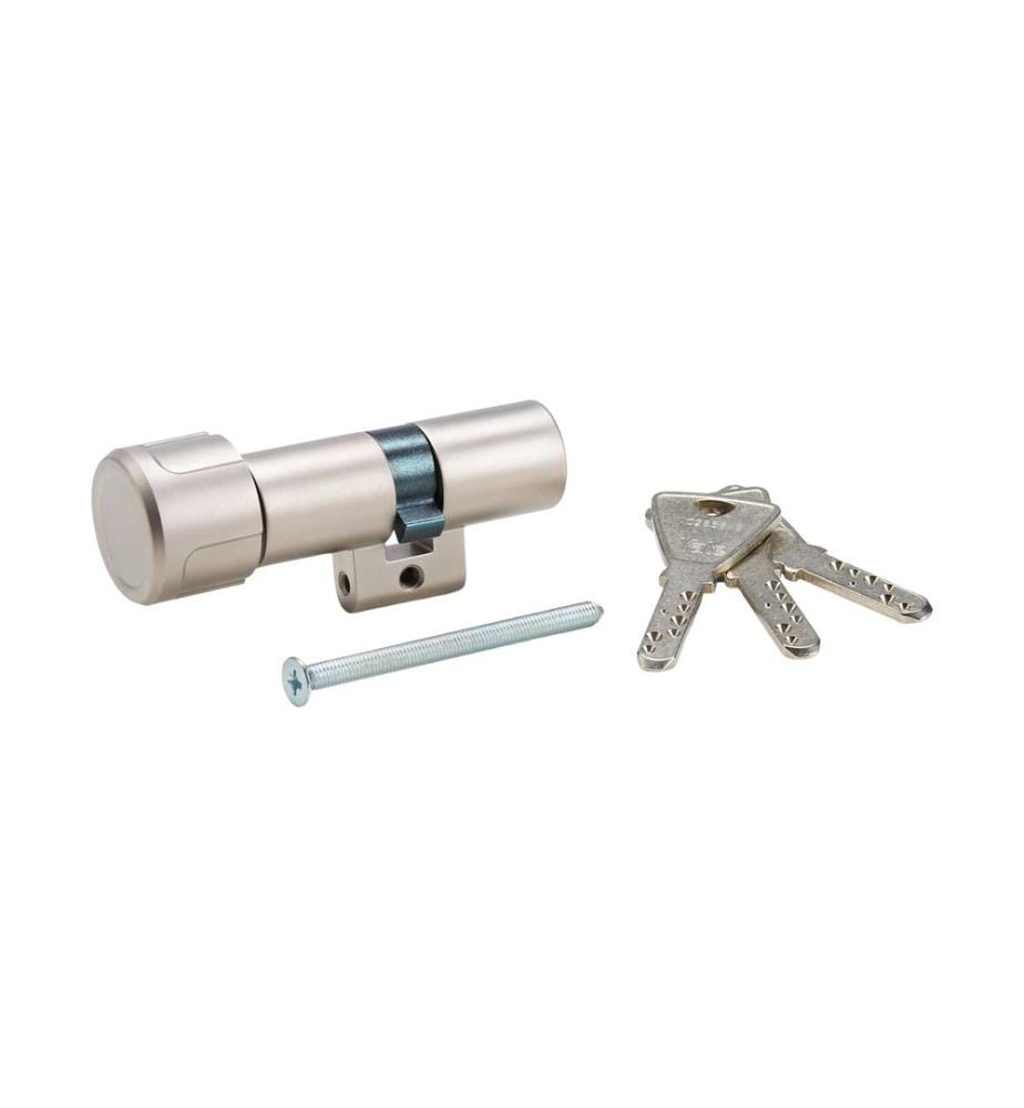 YALE - Cylindre à bouton CH, longueur 75, nickel mat Profil rond de 22 mm