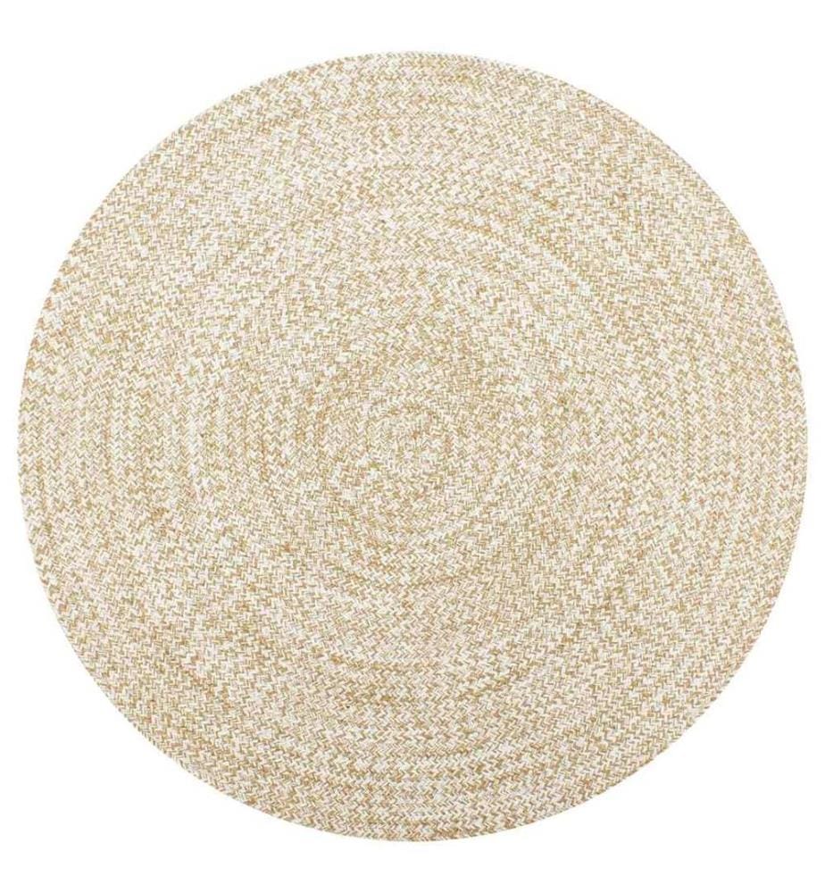 Tapis fait à la main Jute Blanc et naturel 120 cm