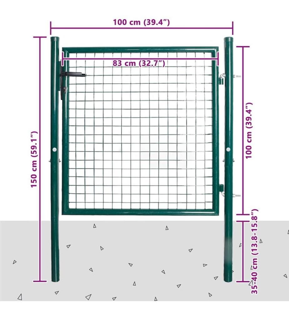 Einzeltür-Gartentor 100x100 cm pulverbeschichteter Stahl