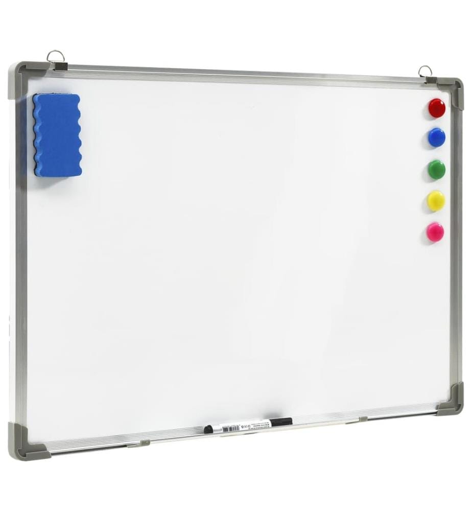 Tableau blanc magnétique effaçable à sec Blanc 90x60 cm Acier
