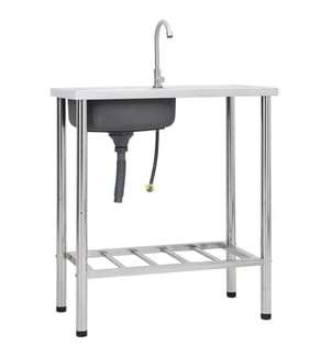 Évier de camping Seul lavabo avec robinet Acier inoxydable