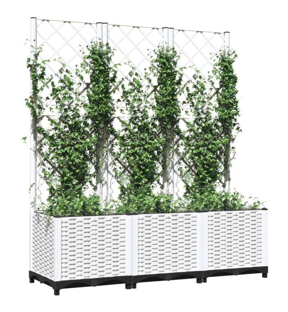 Jardinière avec treillis Blanc 120x40x136 cm PP