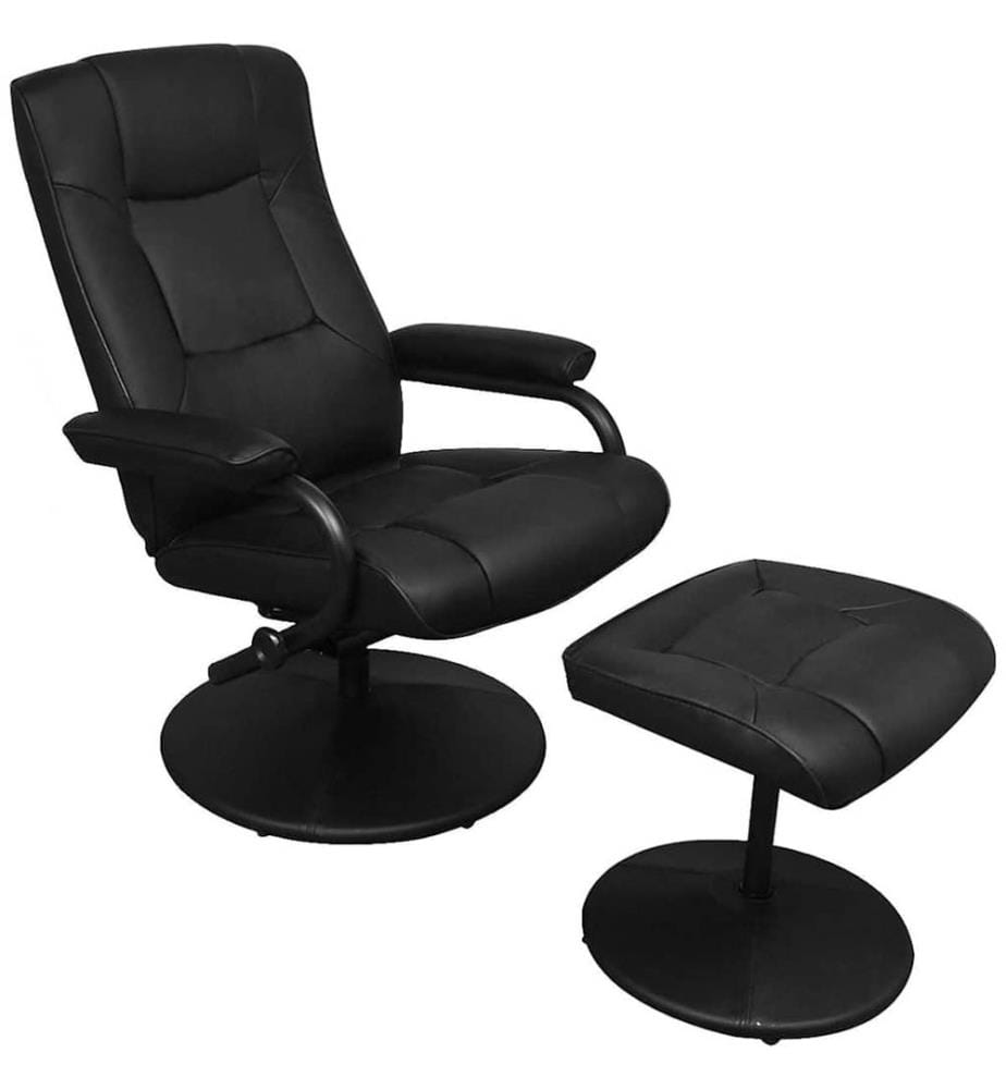TV-Sessel mit Fusshocker Schwarz Kunstleder