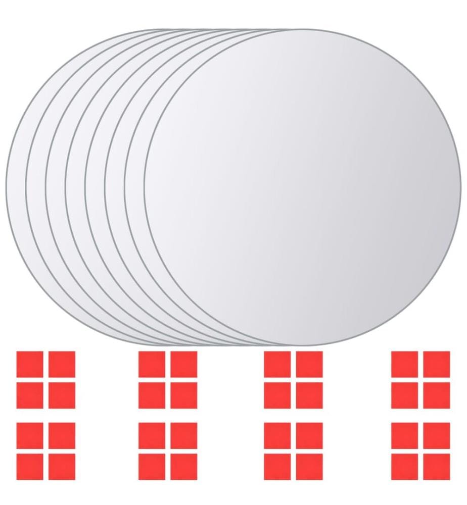 8-tlg. Spiegelfliesen-Set Rund Glas