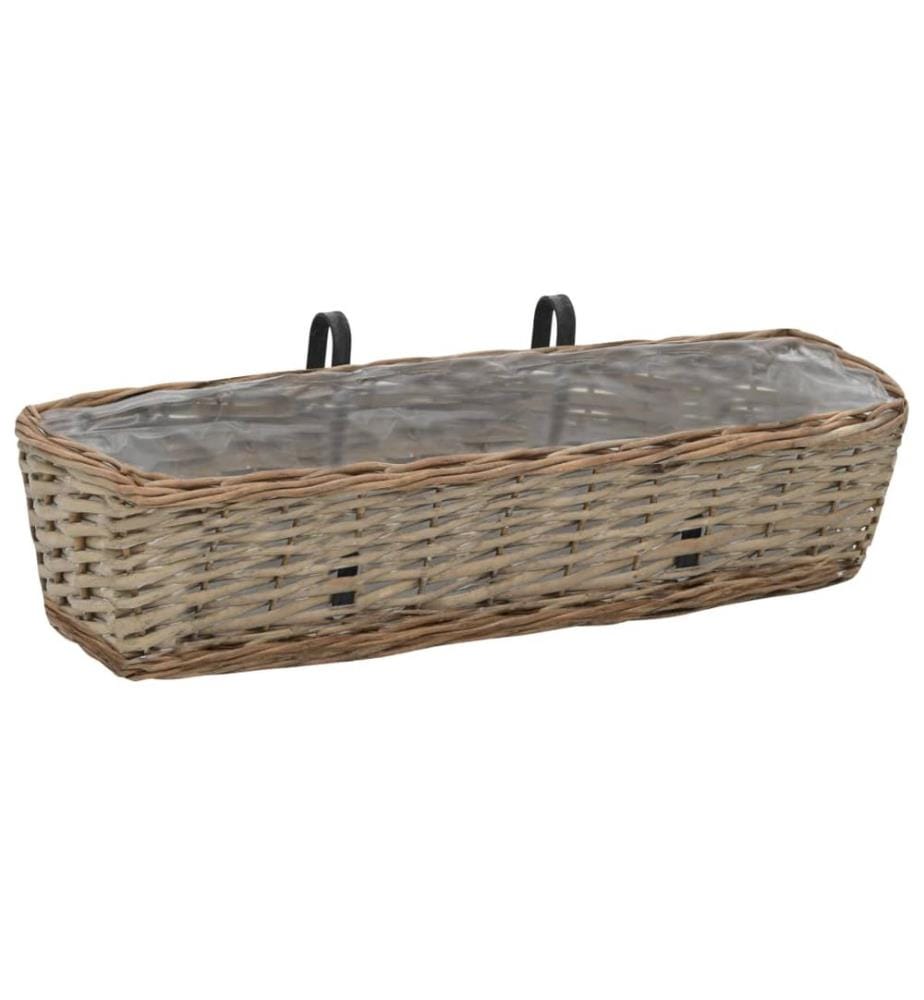 Jardinière de balcon 2 pcs Osier avec doublure en PE 60 cm