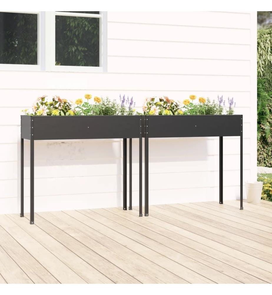Jardinières 2 pcs Anthracite Acier galvanisé