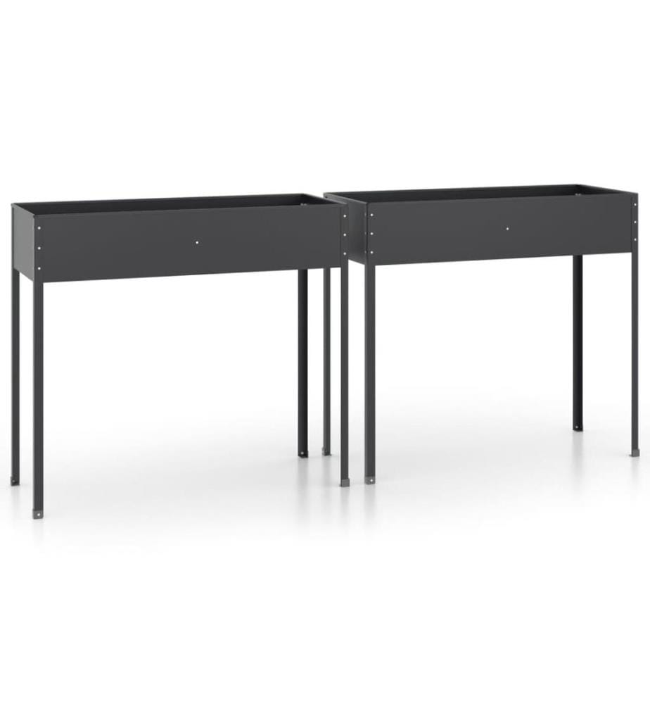 Jardinières 2 pcs Anthracite Acier galvanisé