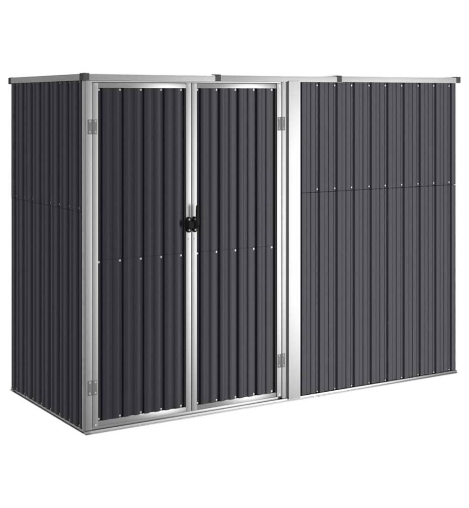 Abri à outils de jardin anthracite 225x89x161cm acier galvanisé