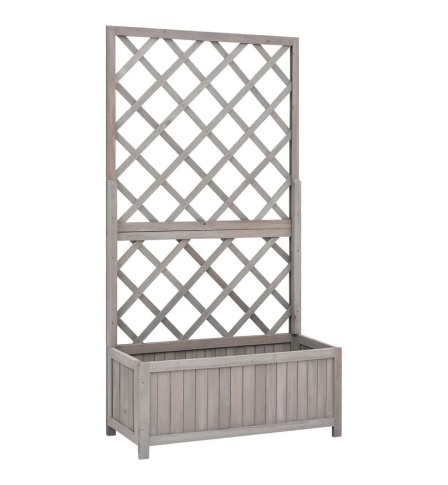 Garten-Spalier mit Blumenkasten Grau 70x30x135 cm Tannenholz
