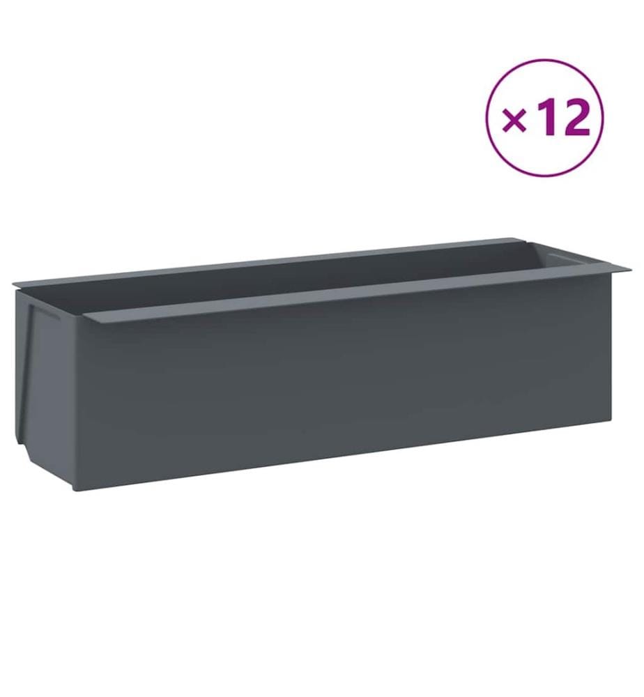 Pflanzkasten für Europaletten 12 Stk. Grau 36x13,5x9,5 cm PP