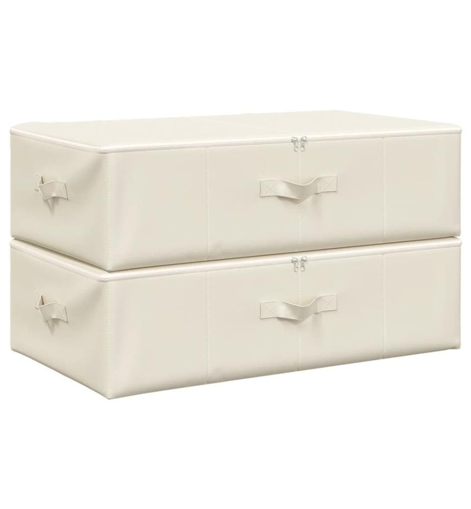 Boîtes de rangement 2 pcs Tissu 70x40x18 cm Crème