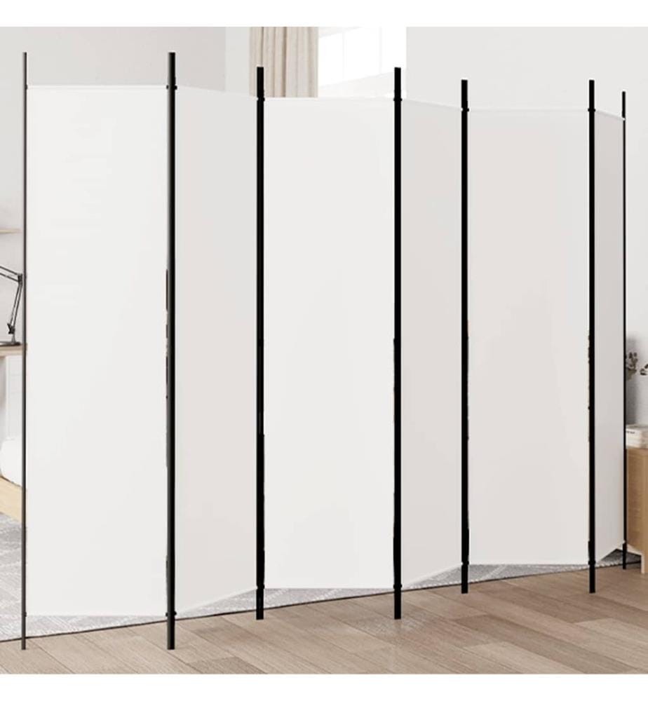 Cloison de séparation 6 panneaux Blanc 300x200 cm Tissu