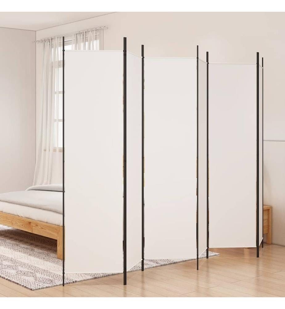 Cloison de séparation 6 panneaux Blanc 300x200 cm Tissu