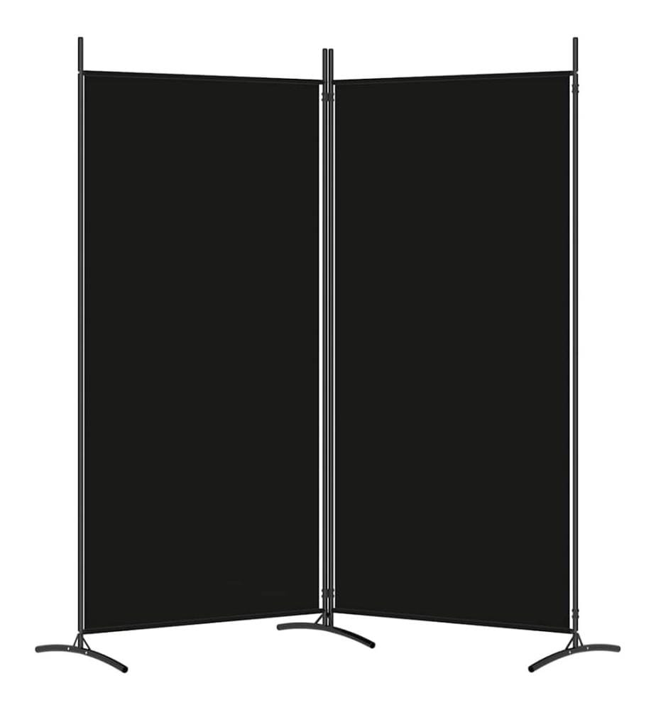 2-tlg. Paravent Schwarz 175x180 cm Stoff