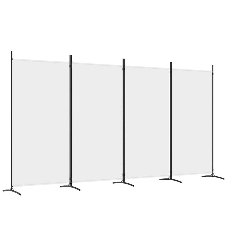 Cloison de séparation 4 panneaux Blanc 346x180 cm Tissu