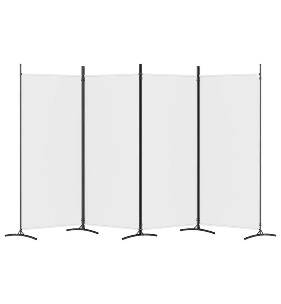 Cloison de séparation 4 panneaux Blanc 346x180 cm Tissu