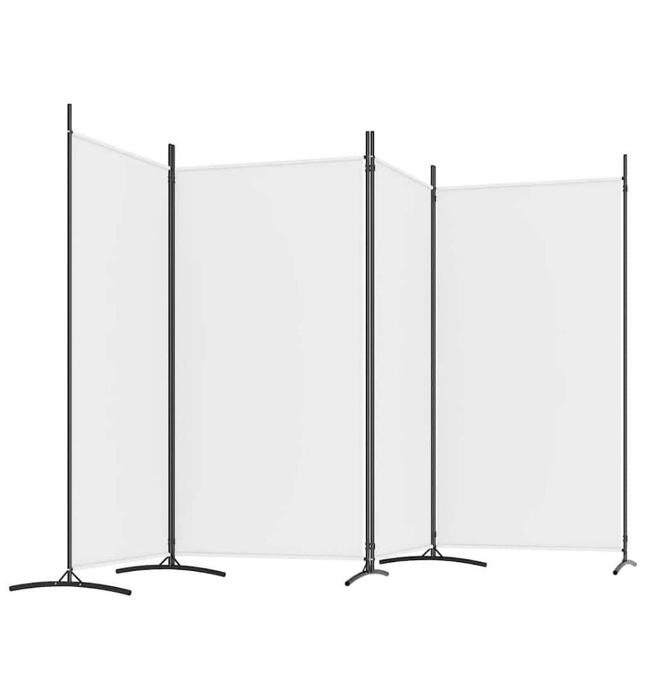Cloison de séparation 4 panneaux Blanc 346x180 cm Tissu