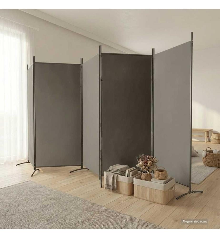 5-tlg. Paravent Anthrazit 433x180 cm Stoff