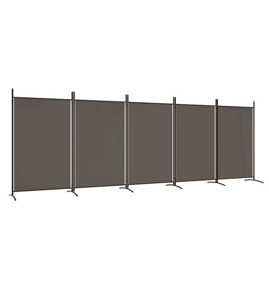 5-tlg. Paravent Anthrazit 433x180 cm Stoff