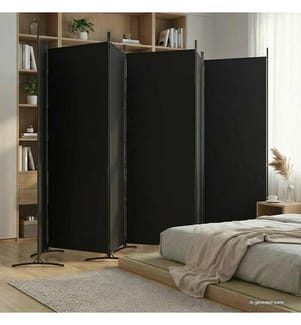 Cloison de séparation 6 panneaux Noir 520x180 cm Tissu
