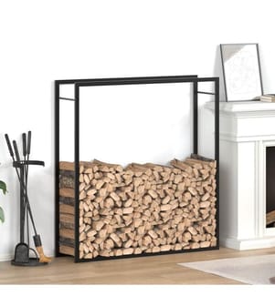Portant de bois de chauffage Noir mat 110x28x116 cm Acier