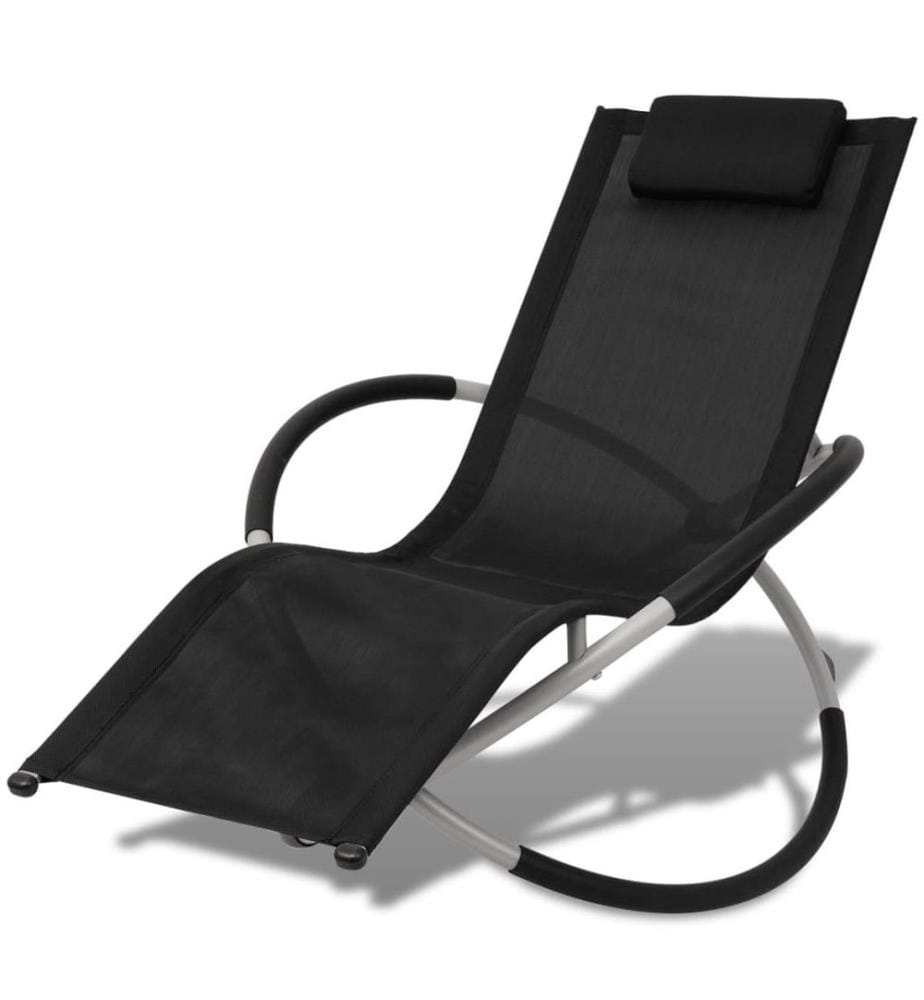 Sonnenliege Geometrisch Outdoor Stahl Schwarz und Grau