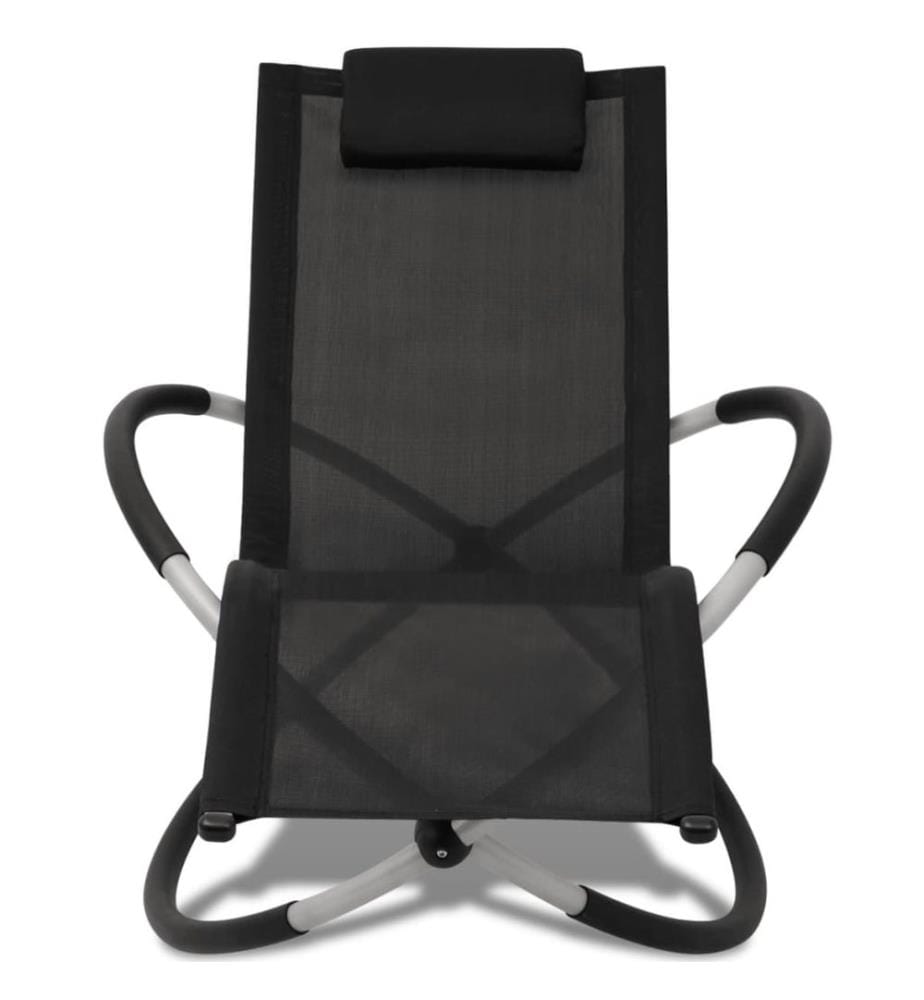 Sonnenliege Geometrisch Outdoor Stahl Schwarz und Grau