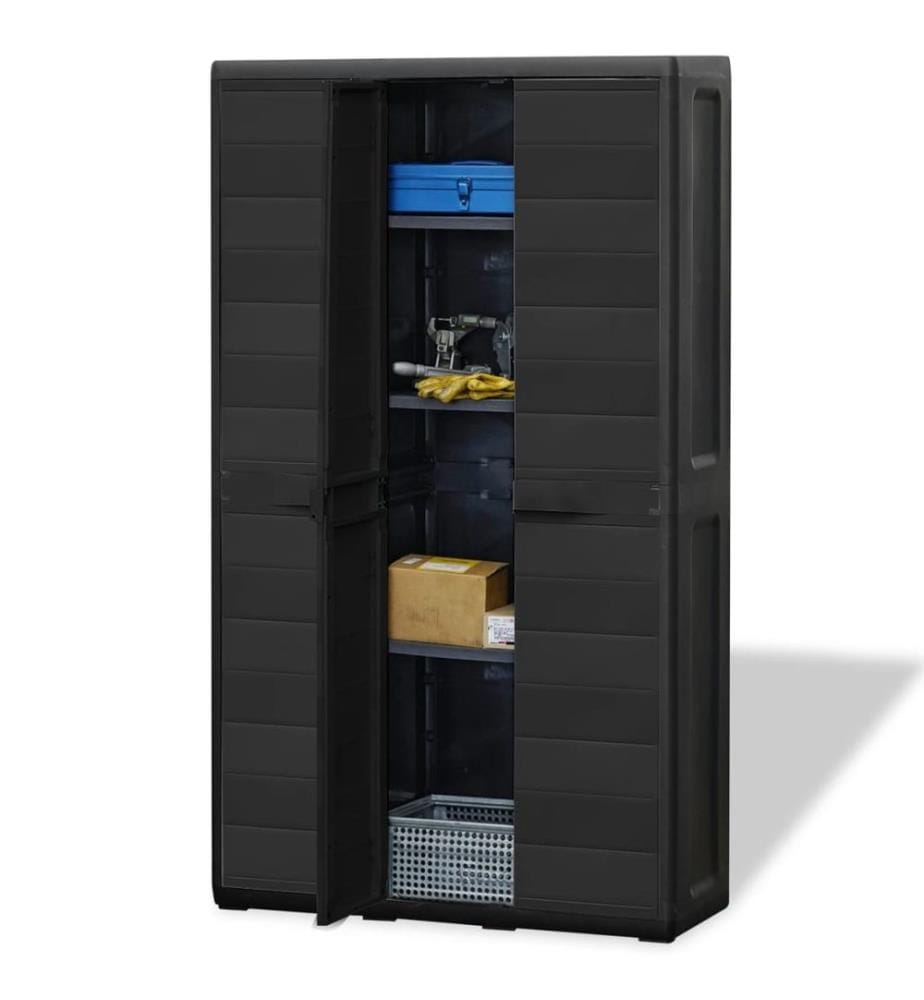 Gartenschrank mit 4 Böden Schwarz