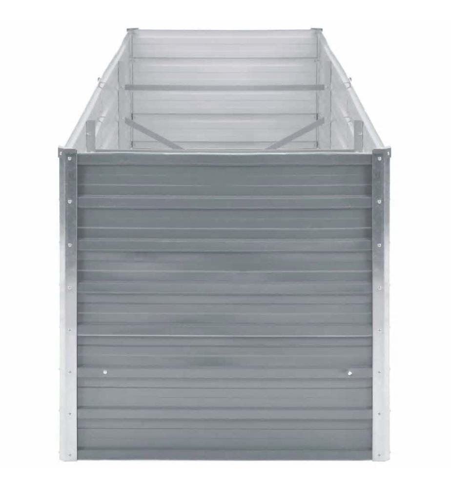 Lit surélevé de jardin Acier galvanisé 240x80x77 cm Gris