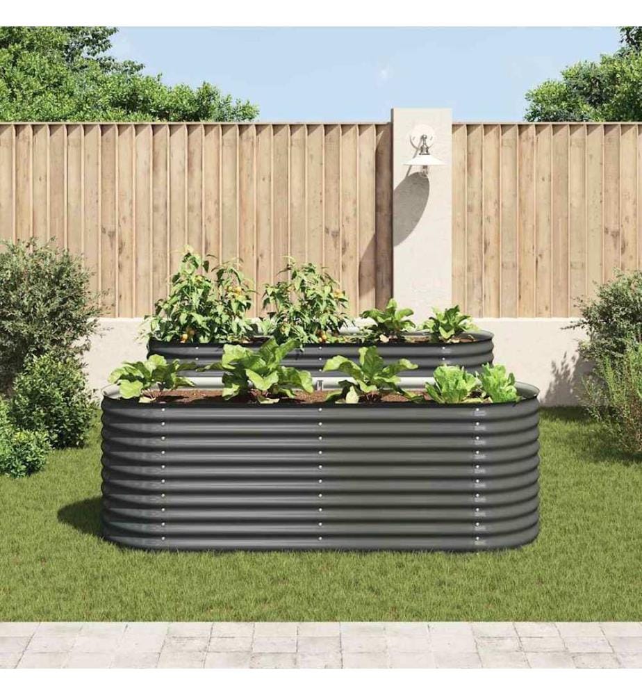 Lit surélevé de jardin 240x80x81 cm Acier galvanisé Gris