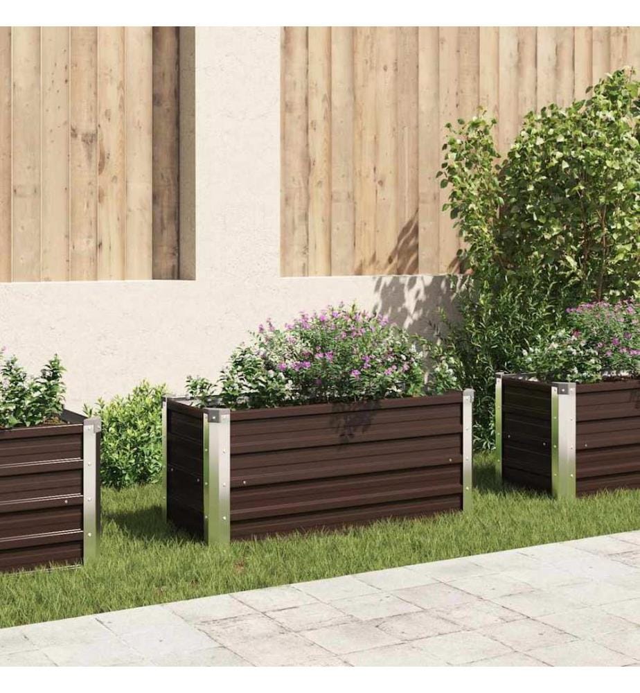 Lit surélevé de jardin Marron 100x40x45 cm Acier galvanisé