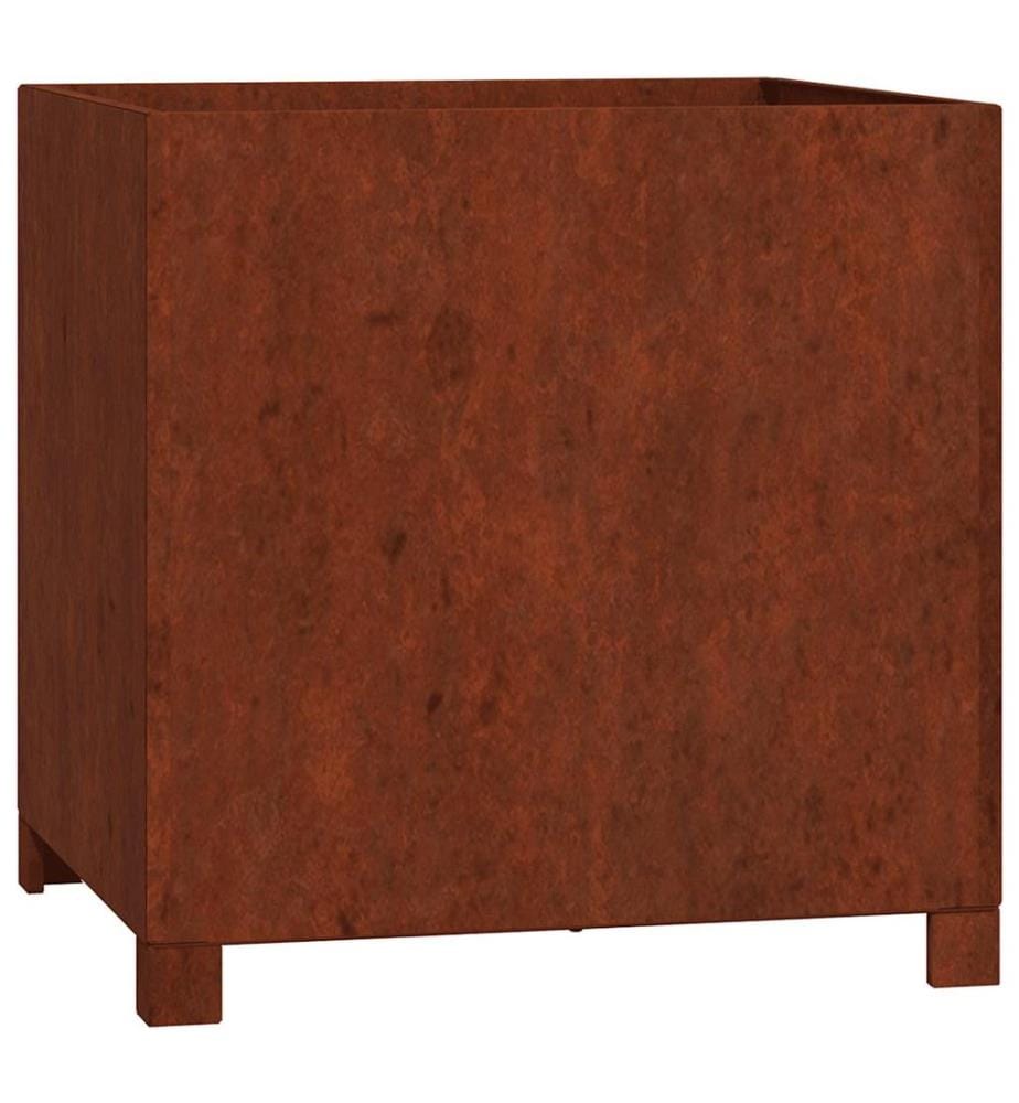 Jardinières avec pieds 2 pcs Rouillé 50x50x50 cm Acier corten