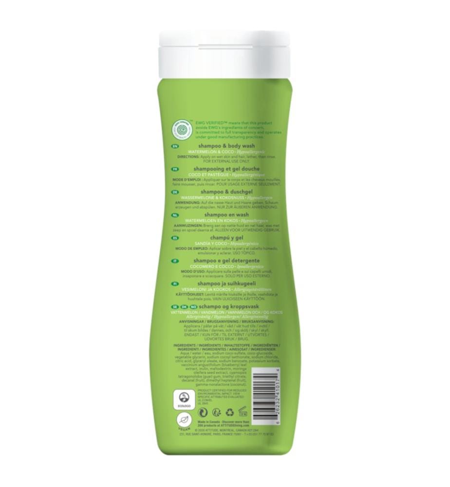 Shampoo e gel doccia 2in1 anguria-cocco LittleLeaves, 473 ml