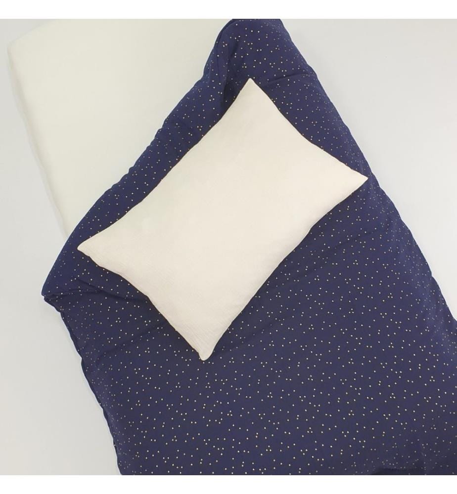 Ecru-blue cotton bedding set
