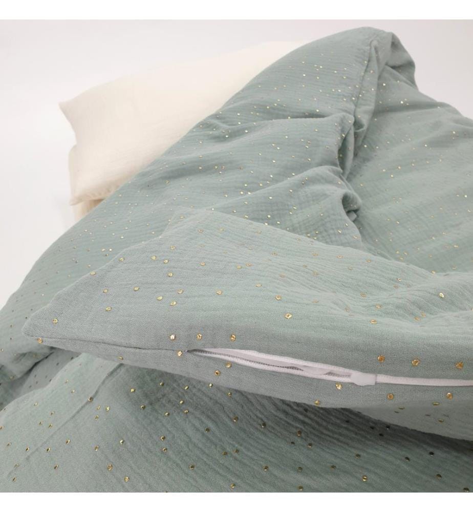 Ecru-green cotton bedding set