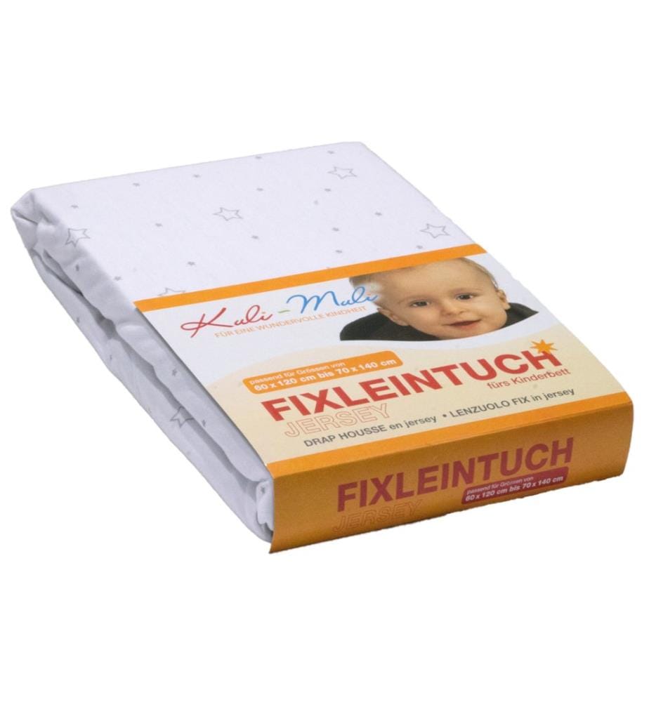 KULI-MULI Fixleintuch Jersey Stern silber 45 x 90 cm