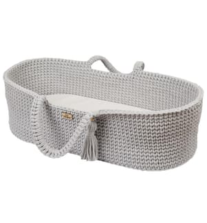 Couffin Moïse en coton avec matelas gris