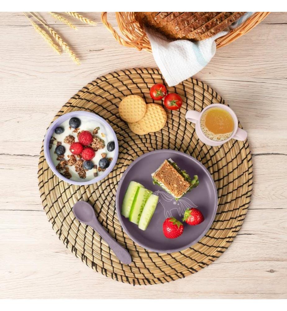 Silicone tableware set 4-piece purple
