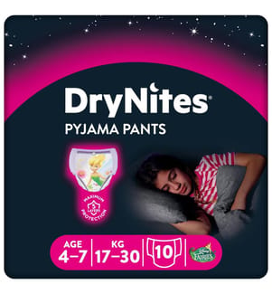 DryNites Nachthöschen, 4-7 Jahre (17-30 kg), 10er Pack, Mädchen