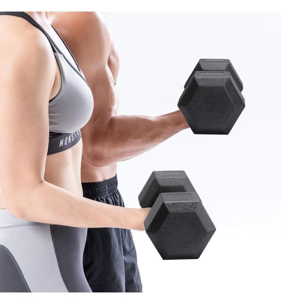 Lot de 2 Haltères Hexagonales 5 kg  – Noir