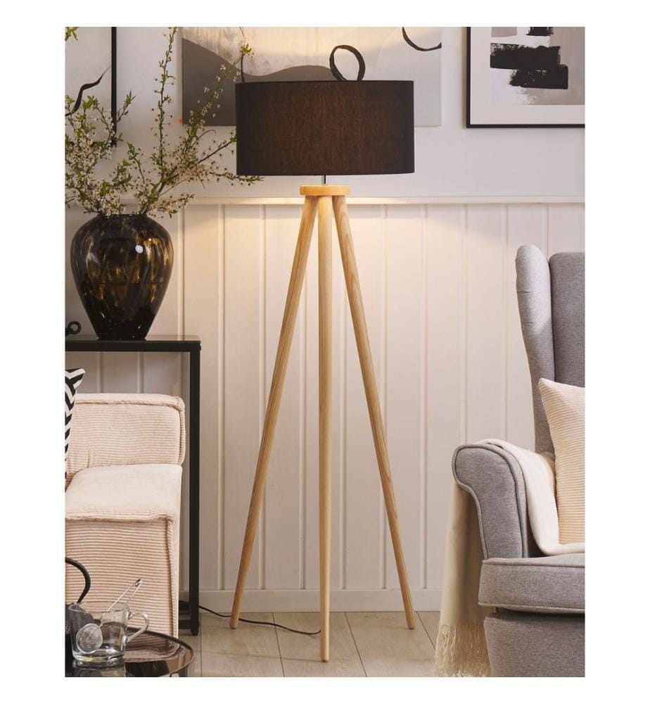 Lampadaire NITRA Bois de chêne Noir