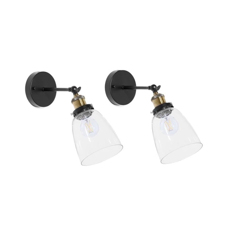 Wandlampe 2er Set LOVAT verstellbar Metall Transparent Schwarz