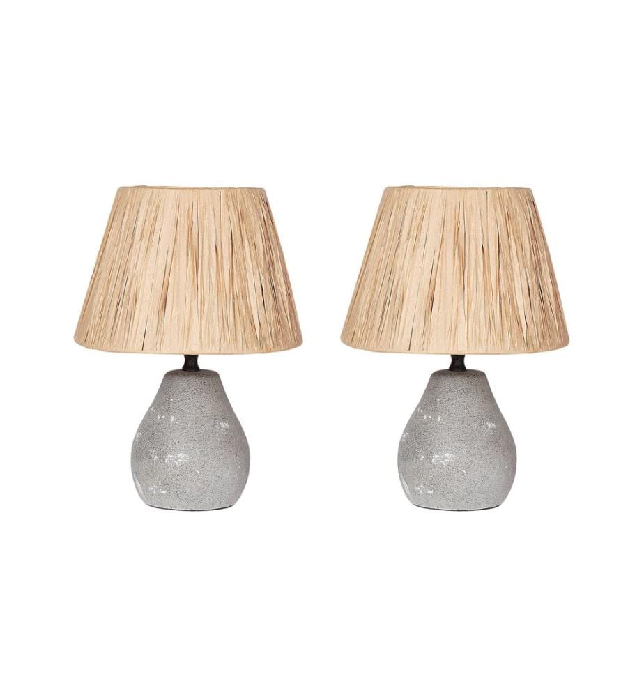 Set of 2 Table Lamps ARWADITO Ceramic Grey